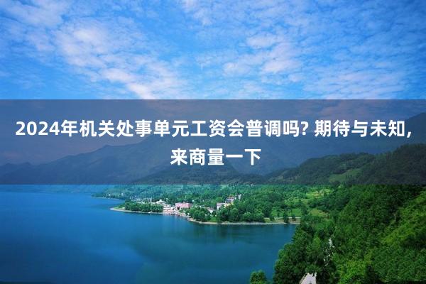 2024年机关处事单元工资会普调吗? 期待与未知, 来商量一下