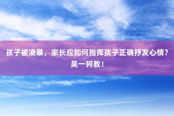 孩子被凌暴，家长应如何指挥孩子正确抒发心情？吴一钶教！